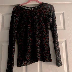 transparent blouse with pink flowers